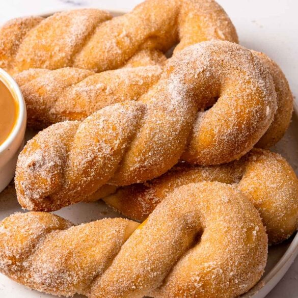 Doughnuts twists on a plate.