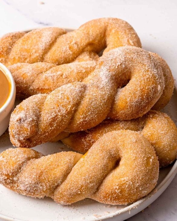 Doughnuts twists on a plate.