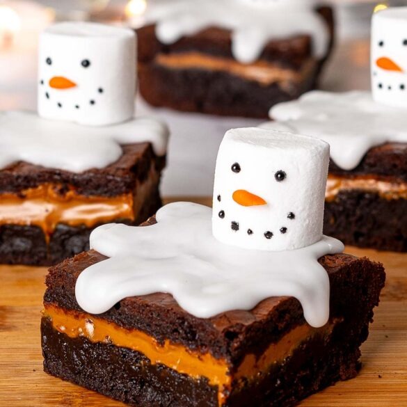 Melted Snowman brownie with a Biscoff spread filling.