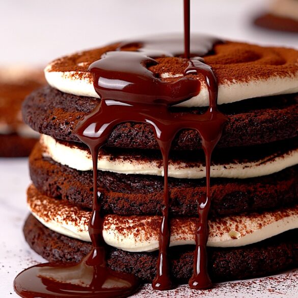 Chocolate tiramisu cookie stack