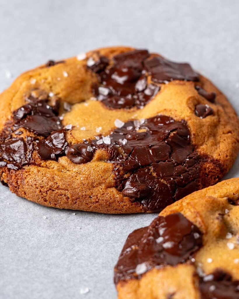 Close up image of a chocolate chip cookie