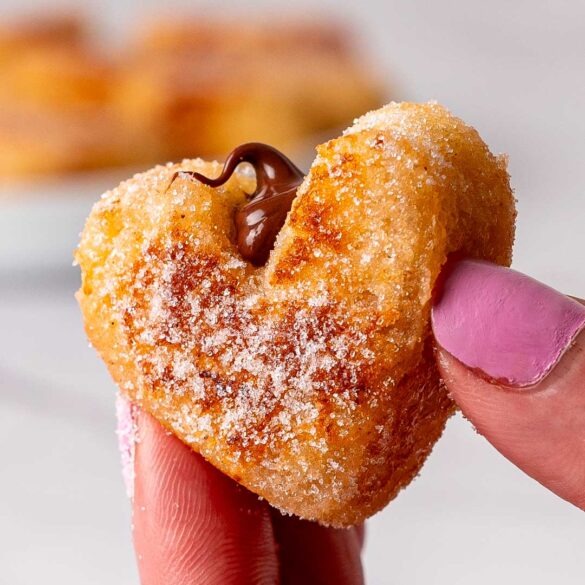 Heart shaped French toast bite