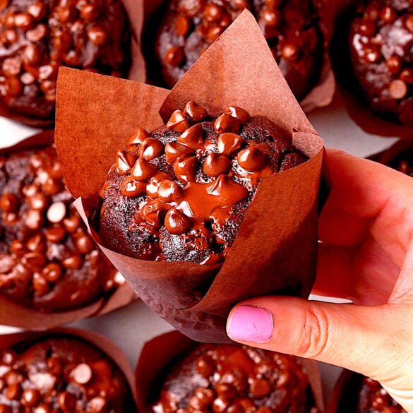 Bakery style triple chocolate muffins