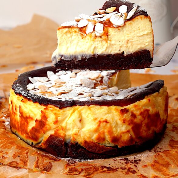 Almond Brownie Basque Cheesecake