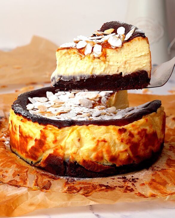 Almond Brownie Basque Cheesecake
