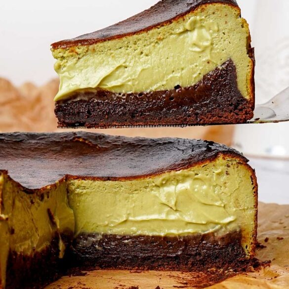 pistachio brownie Basque cheesecake