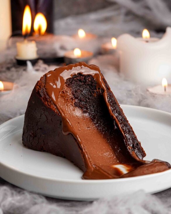 Slice of Nutella Brownie Basque Cheesecake with a scoop missing.
