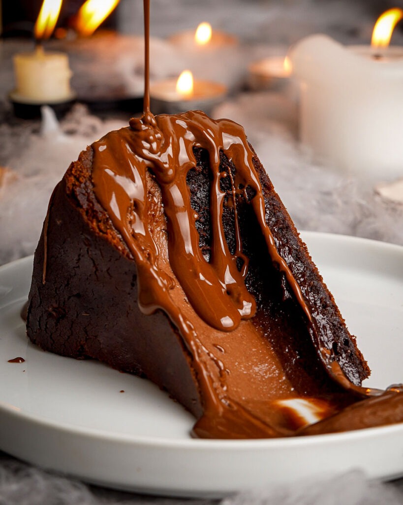 Nutella-brownie-basque-cheesecake.jpg - Ems Foodie Fix A slice of Nutella brownie Basque cheesecake with chocolate sauce being drizzled on top.