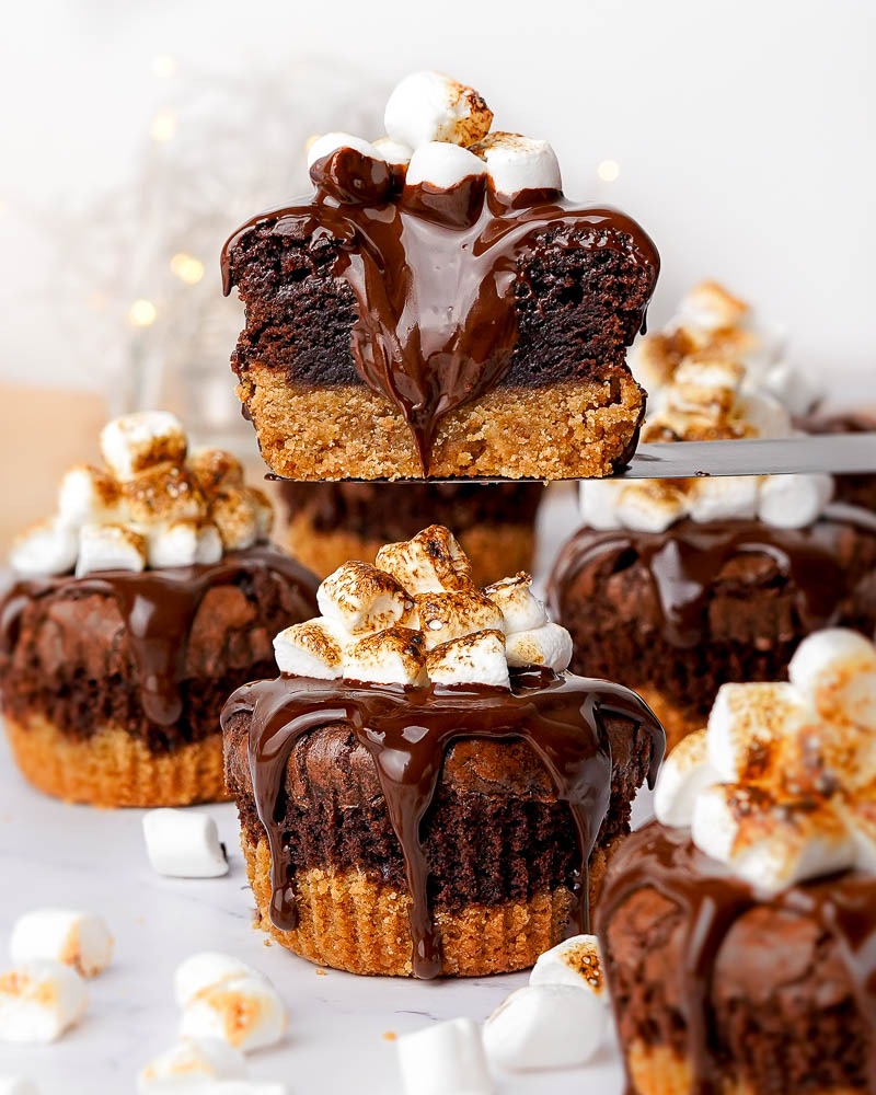 S'mores nutella brownie cupcakes