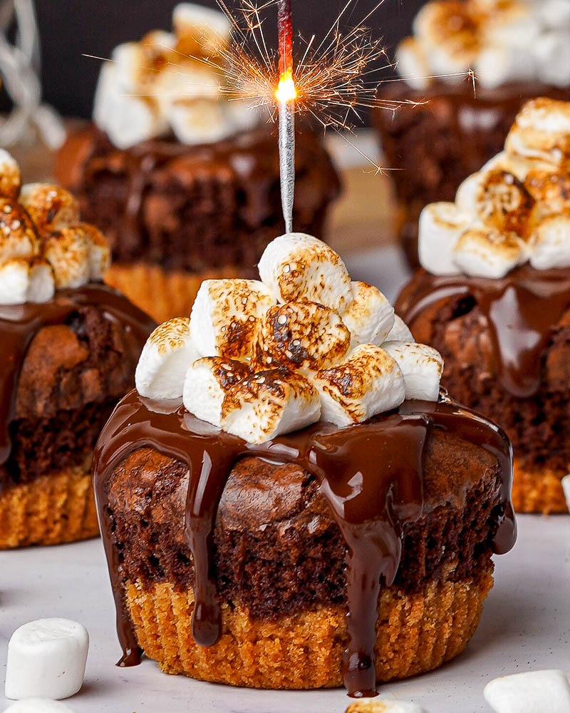 S'mores nutella brownie cupcake