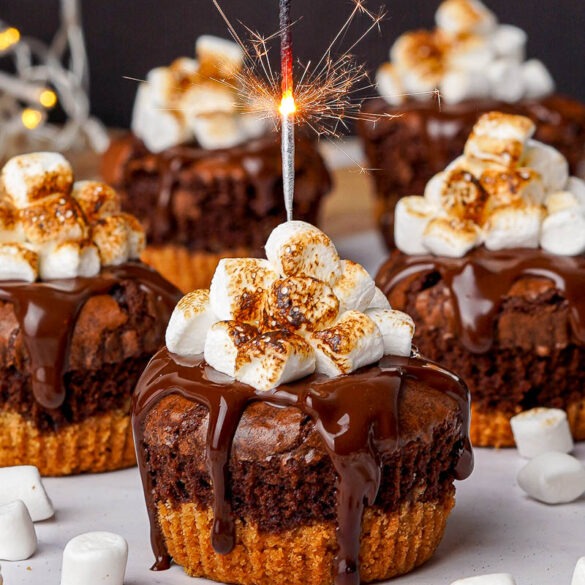 S'mores nutella brownie cupcakes