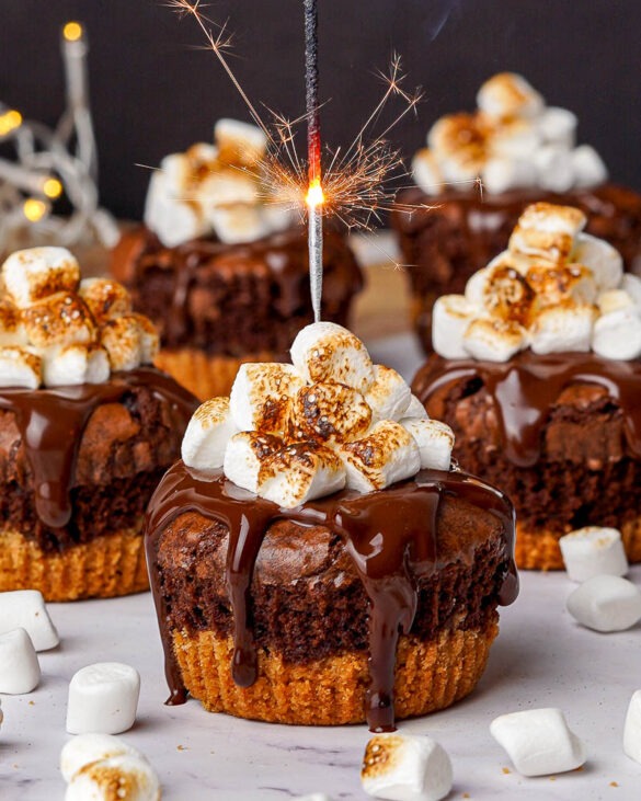 S'mores nutella brownie cupcakes
