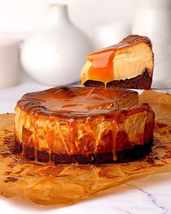 Salted caramel brownie basque cheesecake