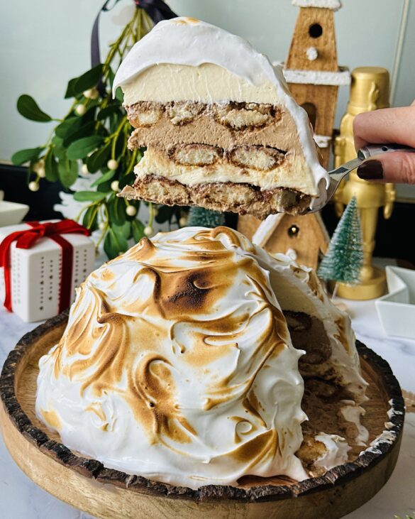 Bakes alaska tiramisu cheesecake.