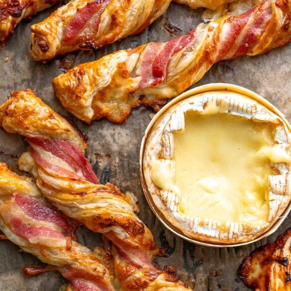 Puff-pastry-bacon-cheese-twists.jpg 3-Ingredient Bacon & Cheese Twists with a baked camembert for dipping.