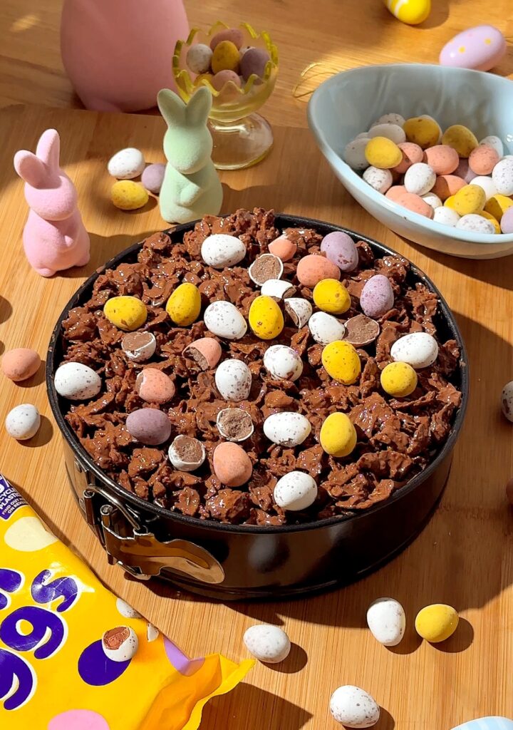 Mini egg crunch cake perfect easter dessert.