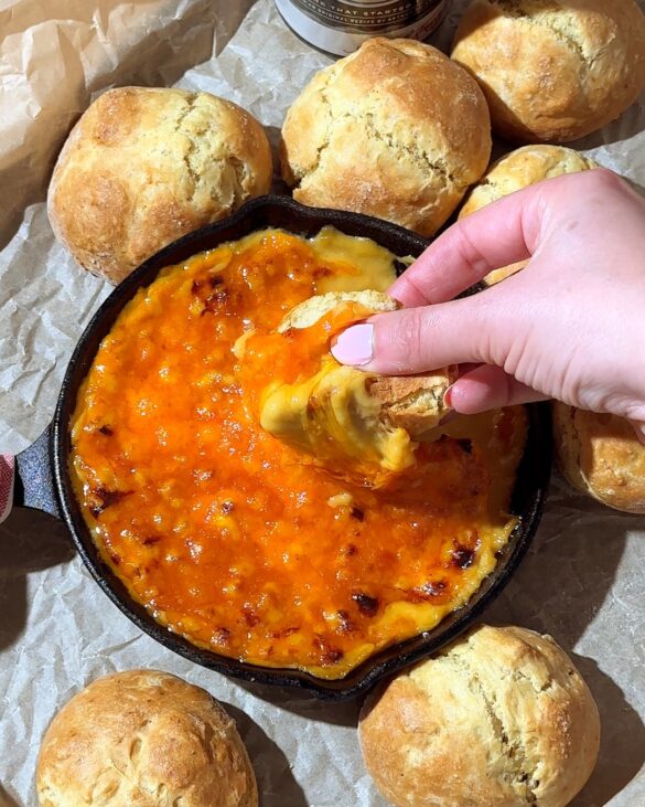 Mini soda bread rolls with a Guinness cheese dip.